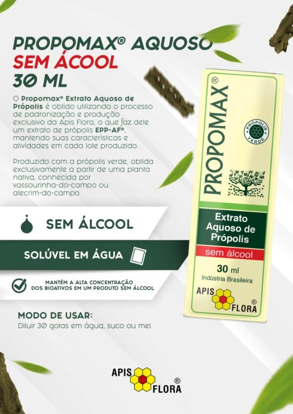 Propomax Extrato de Própolis Verde Sem Álcool Aquoso Líquido 30ml Apis Flora - Image 3