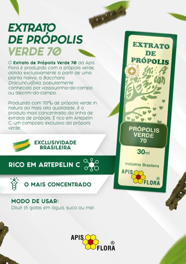 Extrato de Própolis Verde 70 Mais Concentrado 25% pv 30ml Apis Flora - Image 3