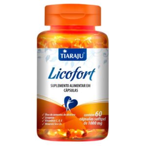 Óleo de Semente de Abóbora Licofort 1000mg 60 Cápsulas Softgel Tiaraju